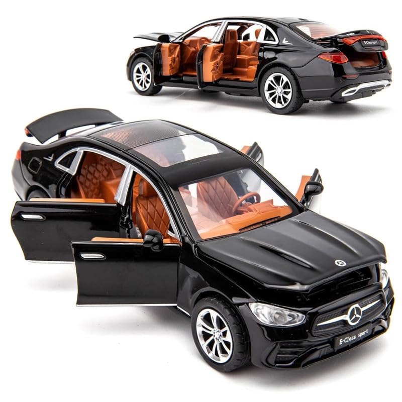 Image of Invite Enterprise 1:32 Scale Compatible Mercedes-Benz E300L Diecast Model Car - Zinc Alloy Collectible Toy With Pull-Back Action, Sound, And Light Features - Ideal Gift For Kids(Black Color)