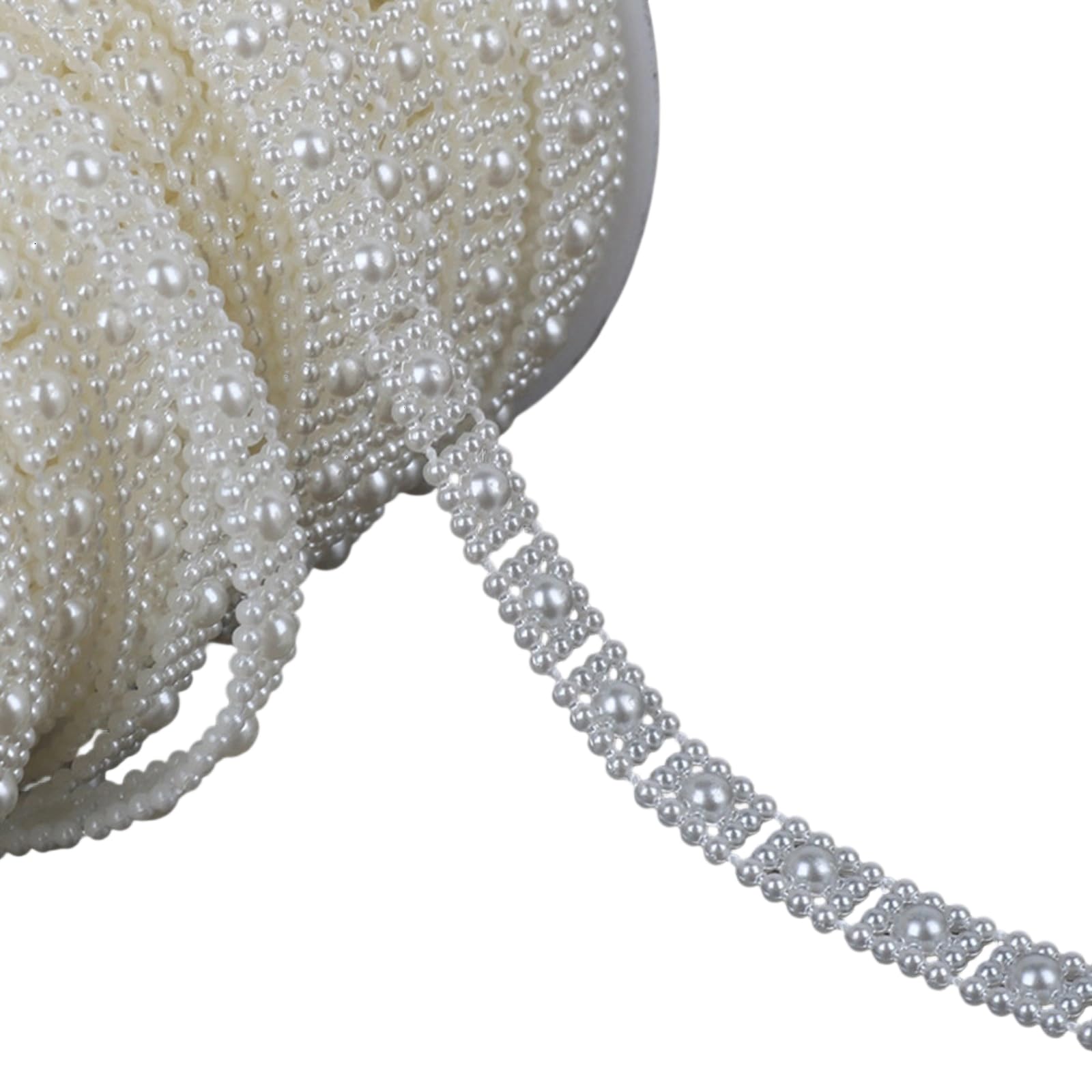 Tsophreniq Artificial Pearls String Beads Chain Imitation Pearls Resin Beads Chain for Art Craft Wedding Decoration Jewelry Making Bridals Bouquets
