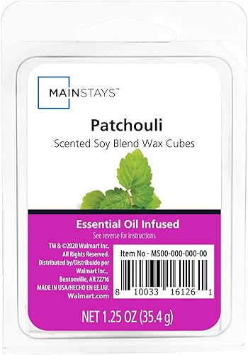 Cera de soja con infusión de aceite esencial, 1.25 onzas, 6 cubos (patchouli)
