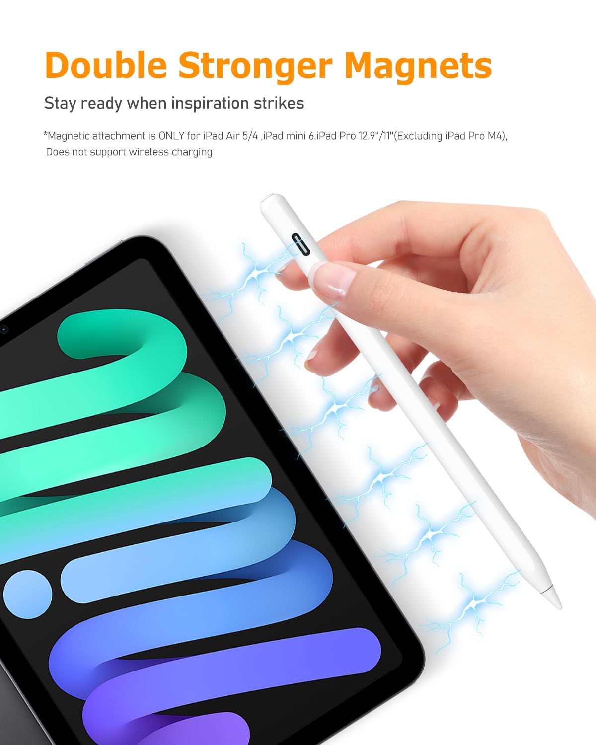 MYSTILUCK Stylus Pen for iPad (2018-2025) - 13 Minutes Fast Charging, Palm Rejection,Tilt Sensitivity, Compatible Apple iPad 11 A16/10/9/8/7/6th Gen, Pro 12.9/11/13 Inch M4, Air 3/4/5/M2/M3, Mini 5/6/7 in use
