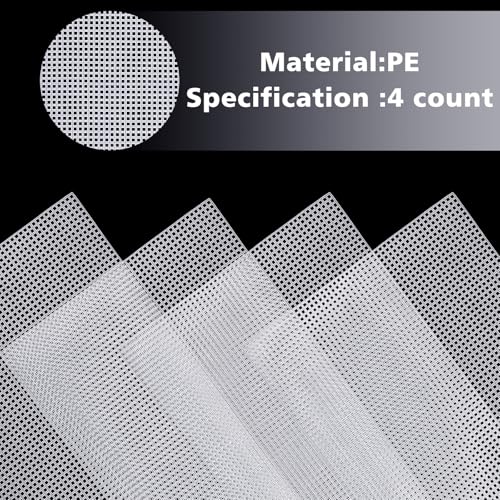Abeillo 4 Stück 4 Count Plastic Mesh Canvas Sheets für Stickerei,30 * 20cm Kunststoffgitter,Weich Fursuit Auge Mesh, Kunststoff Needlepoint Leinwand für Handarbeiten DIY, Stricken Häkeln Projekte