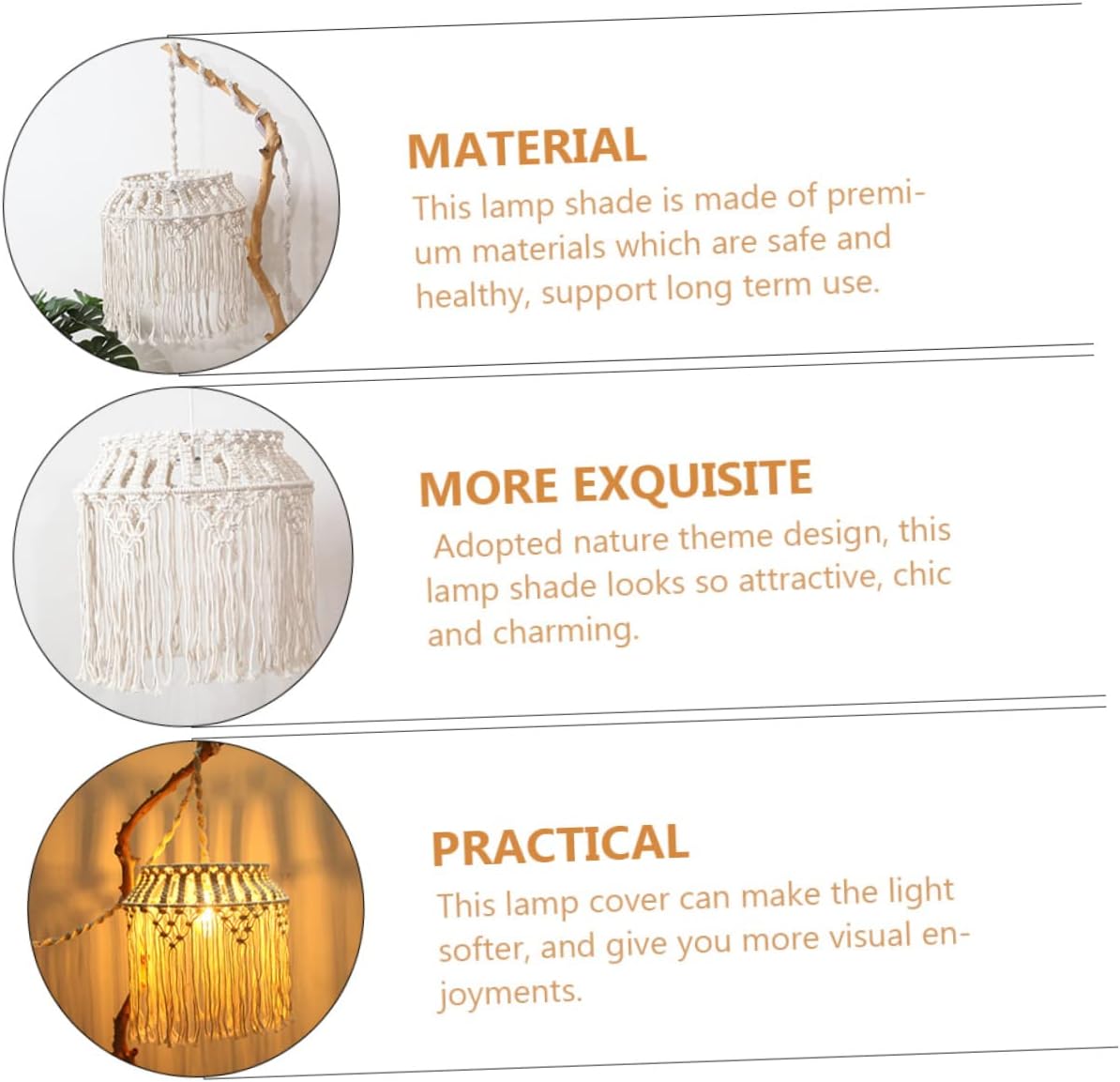 Homoyoyo Bohemian Woven Rope Pendant Lampshade Creative Macrame Light Shade for Ceiling Fixtures Floor Lamps and Chandeliers for Home Decor and Cozy Ambiance
