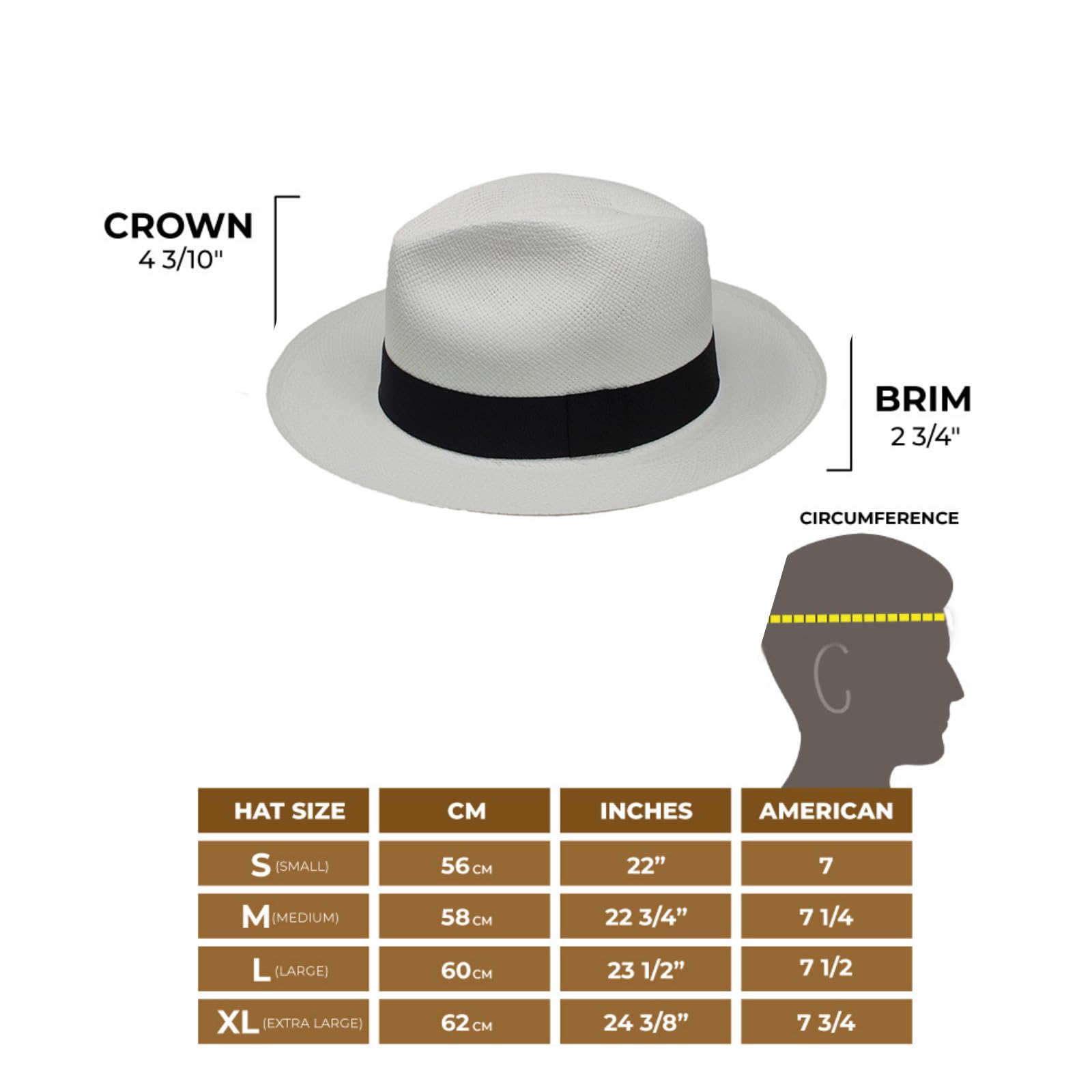 Gamboa Fedora Originale Capello Panama Uomo Donna in Paglia Toquilla Cappelli da Sole
