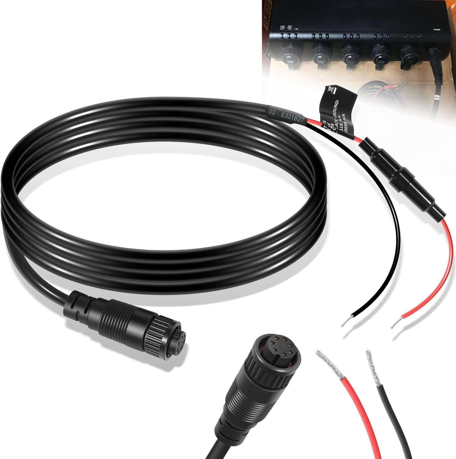 010-10553-00 Power Cable, 7-Pin Power Cord Fit for Garmin GMS 10 Network Port Expander, Waterproof/Stable Power Supply