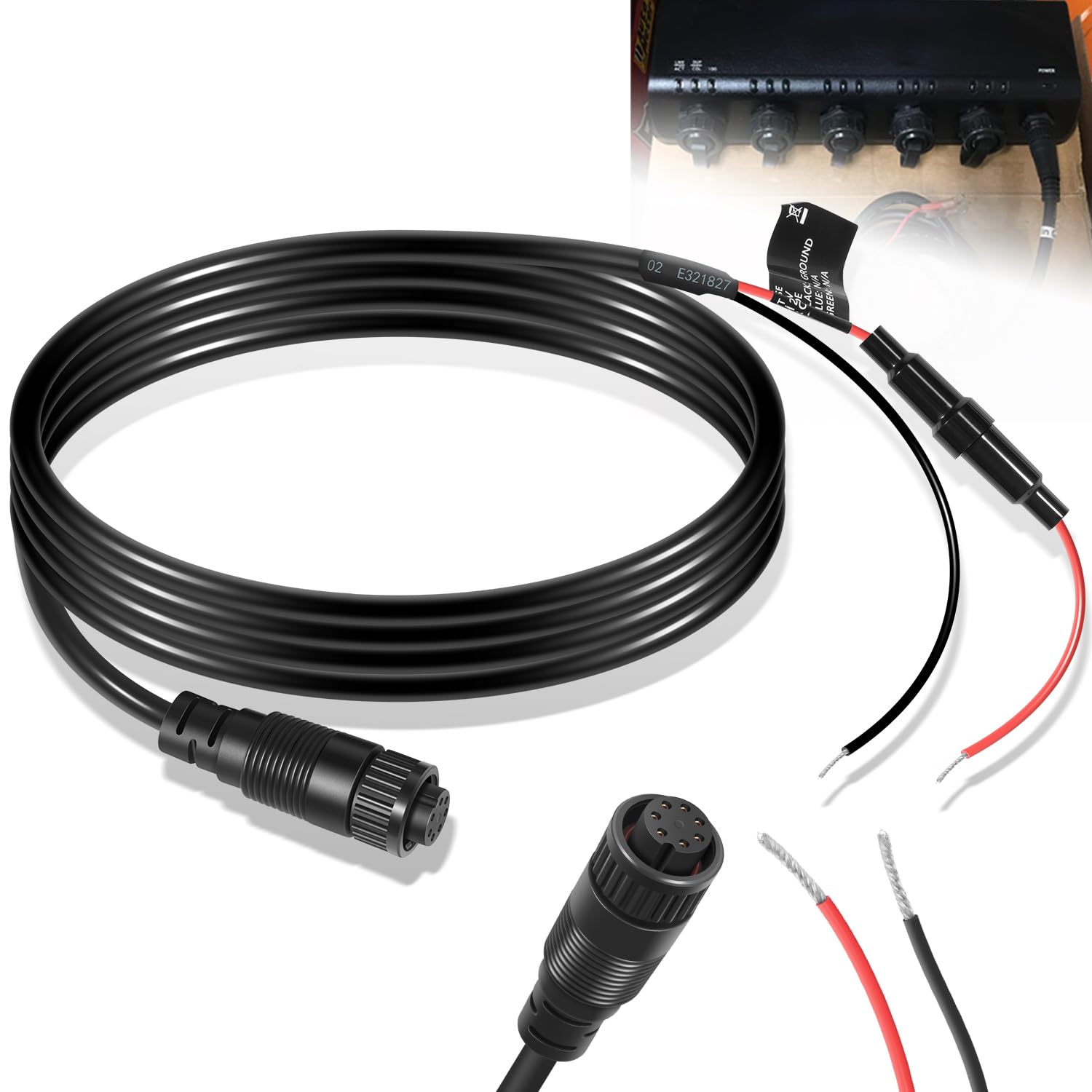 Cable de alimentación de 7 pines evita caídas de red en Garmin GMS 10 marino 8