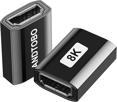 ANDTOBO HDMI Coupler 2 Pack,8K@60Hz HDMI 2.1 Female to Female Connector,HDMI Extension Adapter 3D 4K@240Hz Extender Compatible with Roku Stick, HDTV, Chromecast HDMI Cable Laptop PC - Black
