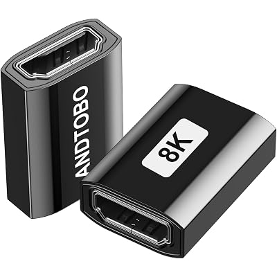 ANDTOBO HDMI Coupler 2 Pack,8K@60Hz HDMI 2.1 Female to Female Connector,HDMI Extension Adapter 3D 4K@240Hz Extender Compatible with Roku Stick, HDTV, Chromecast HDMI Cable Laptop PC - Black