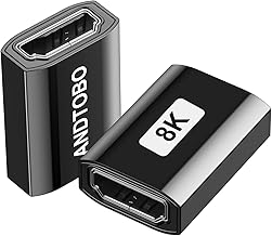 ANDTOBO 8K HDMI Female to Female 2 Pack HDMI 2.1 Coupler 8K@60Hz 3D Extender Adapter for Roku Stick, HDTV, Chromecast - Black