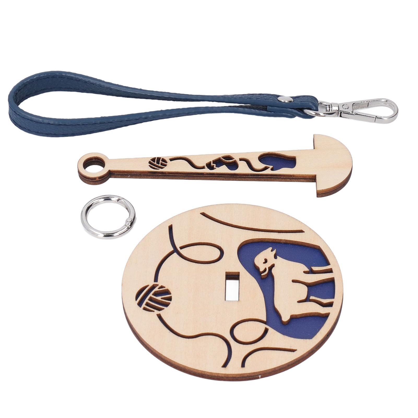 2 Porta Gomitoli Da Polso In Legno Con Rotazione 360° E Cinturini In Pelle - Set Regalo Per Maglia E Uncinetto + 10 Segnapunti - 3