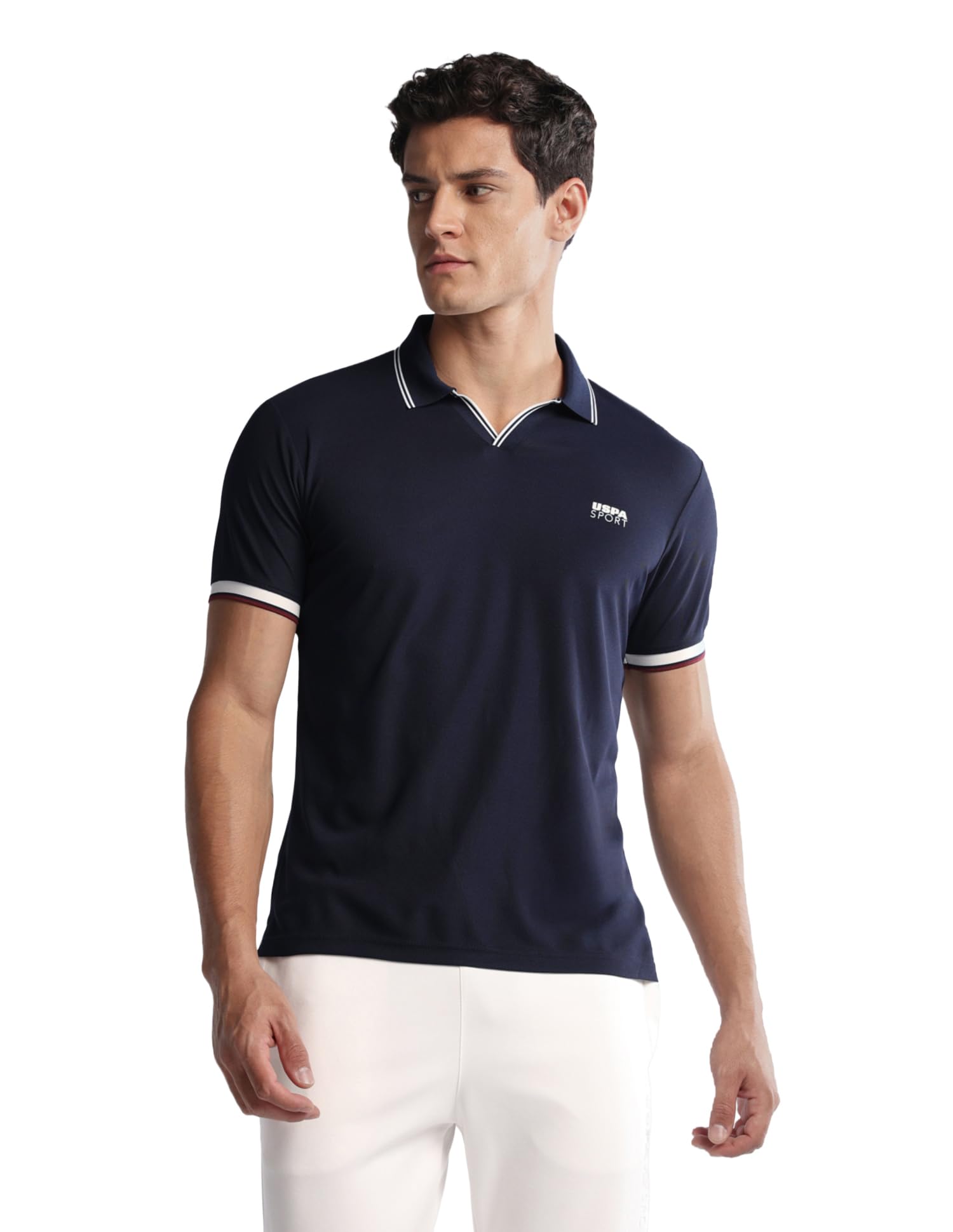 u.s. polo assn. Solid Active Wear Polo Tshirt for Men - Regular Fit, Half Sleeve Gym T Shirt for Men-picture-20