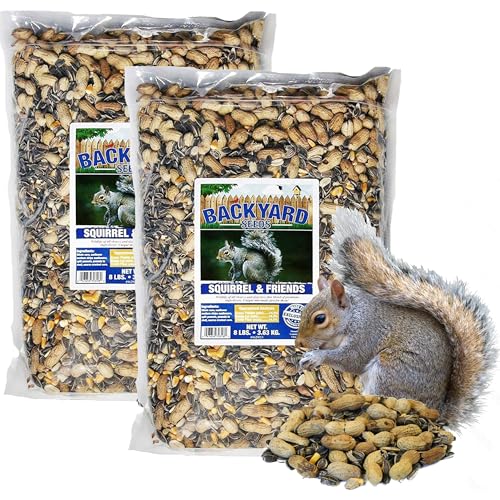 Backyard Seeds Squirrel & Chipmunk Food Mix – Premium Wildlife Blend with Sunflower Seeds, Peanuts & Corn – Ideal for Squirrels, Chipmunks, Rabbits & Backyard Birds? (16 Pounds)