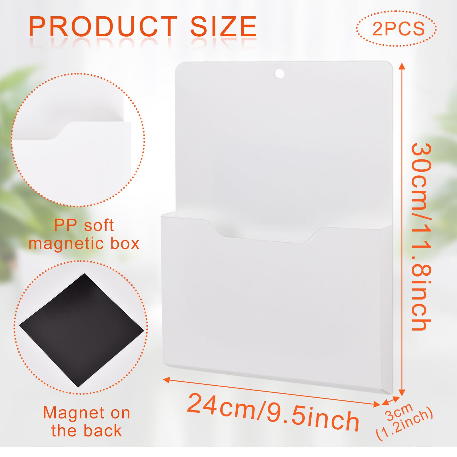 Soporte de Archivo MagnéTico de 2 Paquetes - Soporte de Papel, Organizador de Bolsillo A4 Archivador Magnético para Nevera Almacenamiento de Suministros de Oficina, Carta (Blanco)