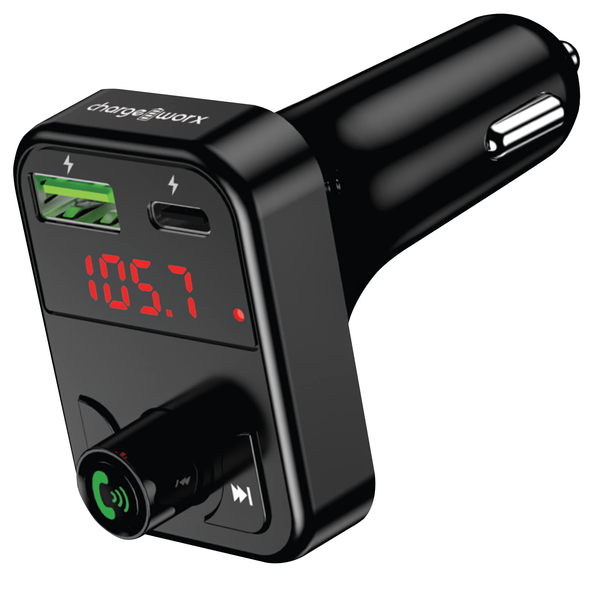 ChargeWorx FM Transmitter Bluetooth for Car, Fast USB-C and USB Car Chargers - Stream All Phone Music and Hands-Free Calls | Wireless Bluetooth Car Adapter | Stay Charged on The Go!