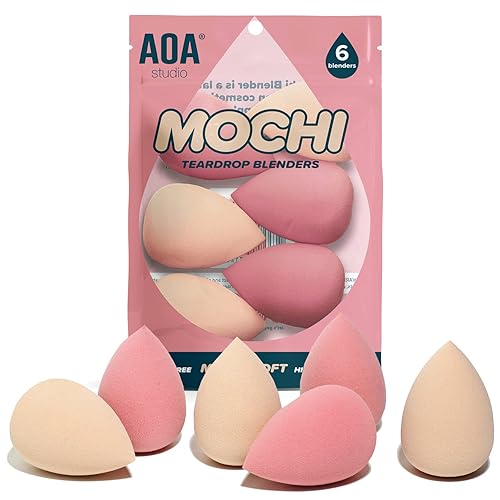 AOA Studio Juego de 6 esponjas de maquillaje Mochi para maquillaje sin látex y de alta definición, juego de 6 licuadoras de maquillaje para crema en