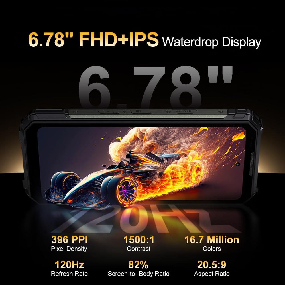 V Max Play 5G Rugged Smartphone with Proiettore,1200LM Luce Campeggio,36GB+512GB/2TB,6.78''FHD+120Hz Android 15 Telefono Indistruttibile,20500mAh 45W,200MP+20MP AI Fotocamera