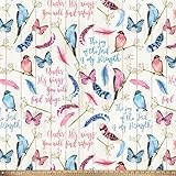 Faith Birds and Butterflies Silky Premium Fleece Fabric by The Yard