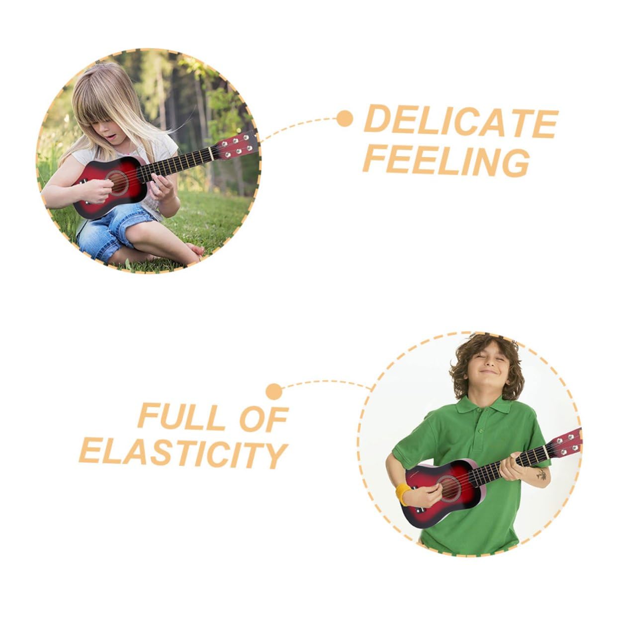 Chitarra per Bambini 21 Pollici a 6 Corde in Legno | Gioco Educativo per Apprendimento Musicale Precoce, Festa Scuola Decor, Kit Chitarra Acustica Rossa