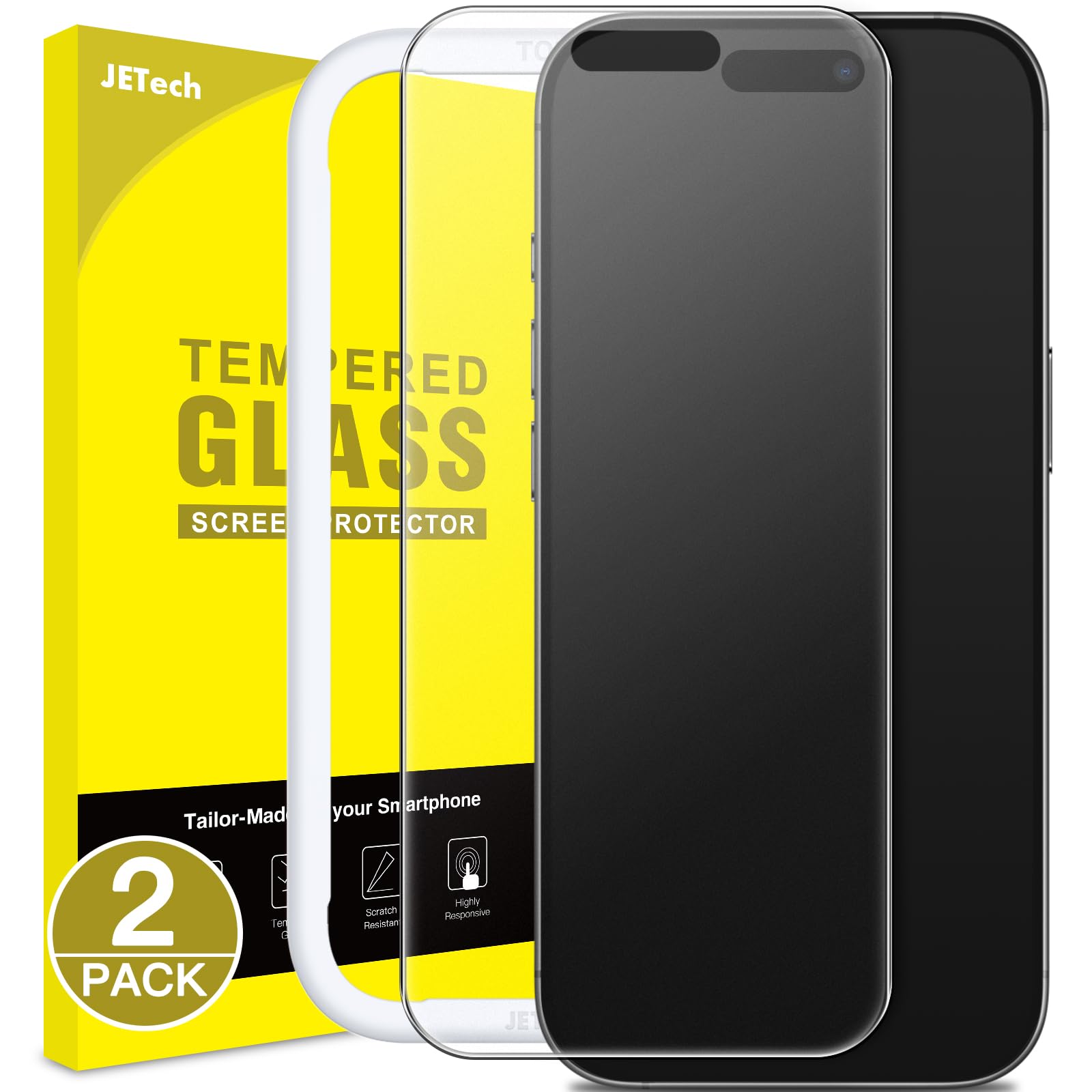 JETech Protector Pantalla Mate para iPhone 17 Pro Max 6,9 Pulgadas, Cristal Vidrio Templado 9H Antireflejo, Antihuellas, Tacto Cómodo, Fácil Instalación, Amigable para Funda, 2 Unidades