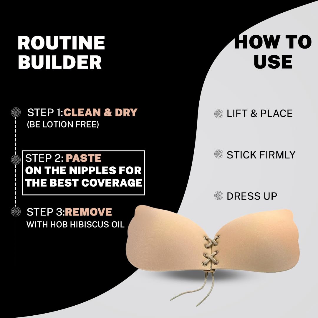 HOUSE OF BEAUTY HOB Reusable Butterfly Bra Push Ups Invisible Bra for Backless & Lift (D Cup) Skin - Image 7 thumbnail