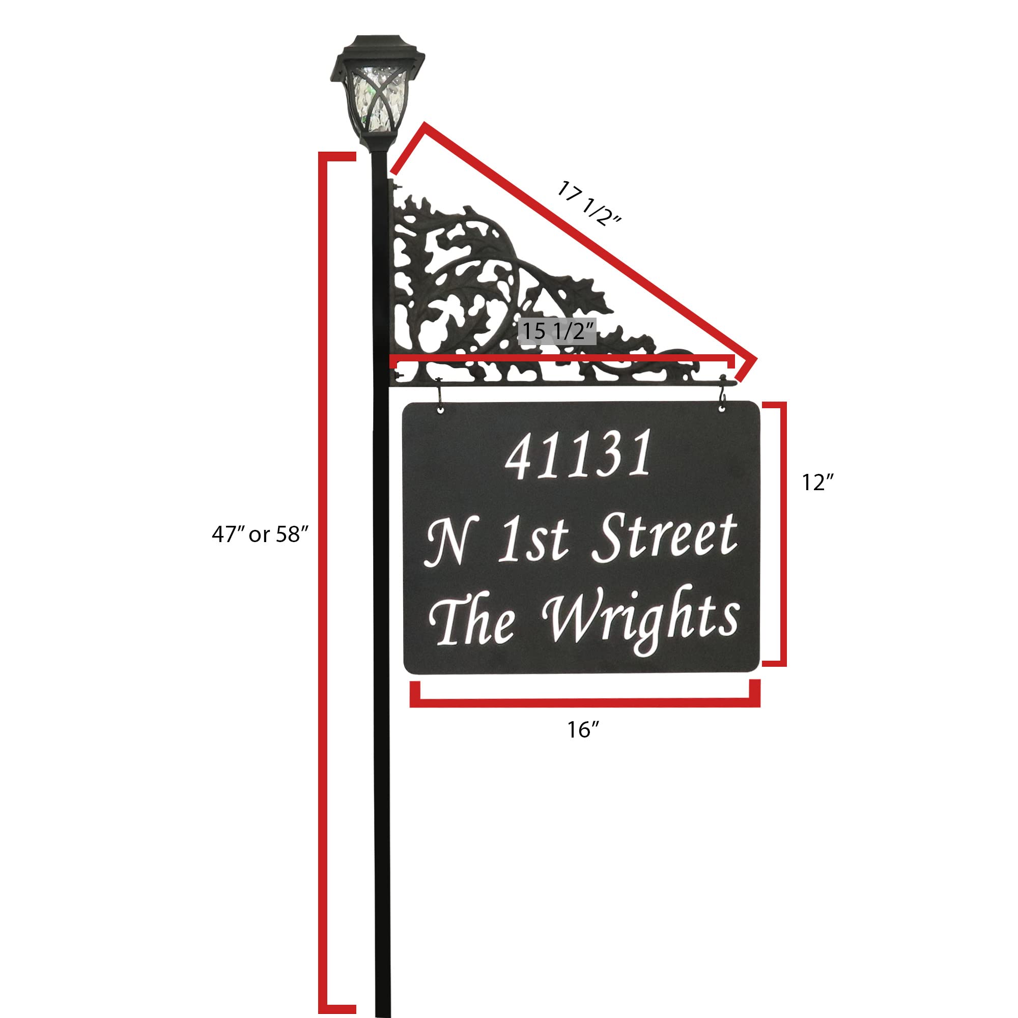 Address Sign With Solar Light Address America Reflective - Oak XL ...