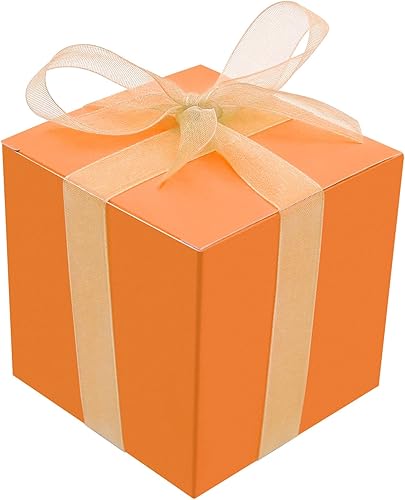 Miniatura 6 de Oletx 25 cajas de regalo de papel naranja, pequeñas cajas de dulces a granel, caja de regalo de 3 x 3 x 3 pulgadas con tapas, cajas de regalo para