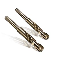 Vista 14 de Broca de cobalto de 1 pulgada, vástago reducido de 1/2 pulgada con 3 planos, adecuada para perforar en metal duro, acero inoxidable, hierro fundido