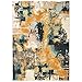 HomeRoots Nylon, Polypropylene 8???x11??? Blue and Gold Abstract Strokes Area Rug