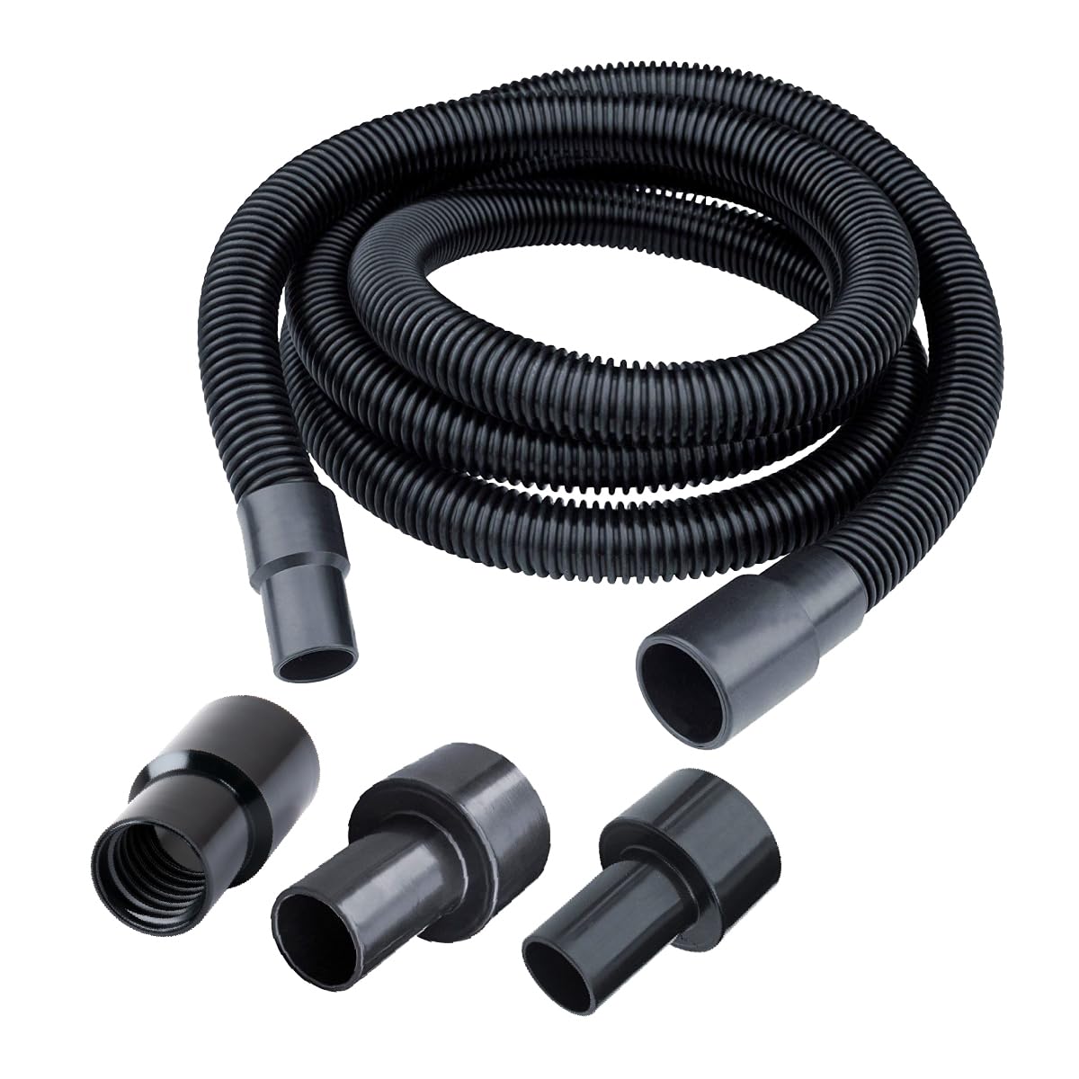 POWERTEC70175 Dust Collection Hose With Fittings Plus Two Reducers, Black
