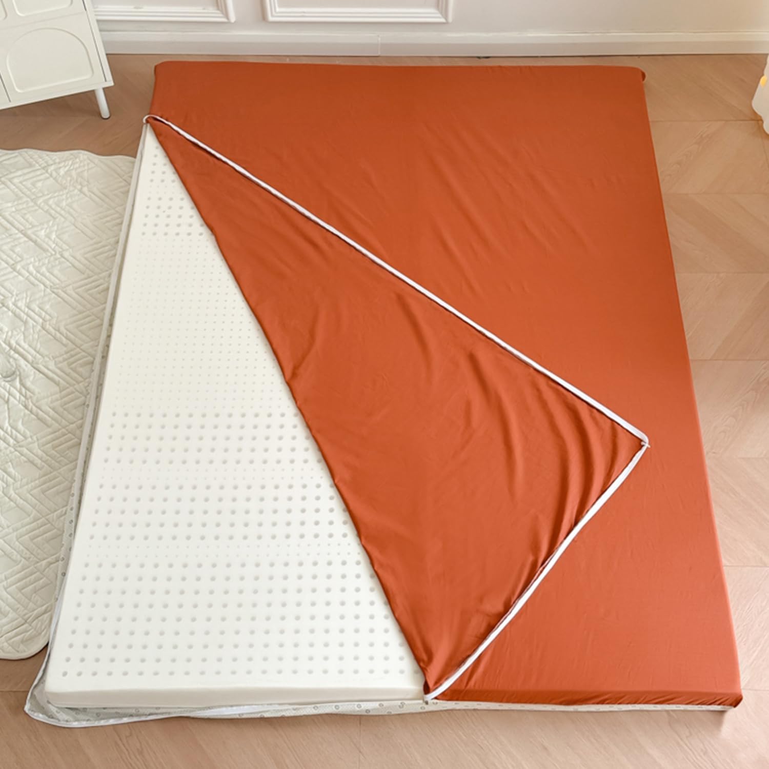 Greenb,90x200cmTWIN, 100% Cotton Futon Mattress Cover with Extra Long Zipper Japanese Floor Mattress Futon Cover Dustproof Mattress Protector Futon Slipcover Soft Bed Cover for Bedroom