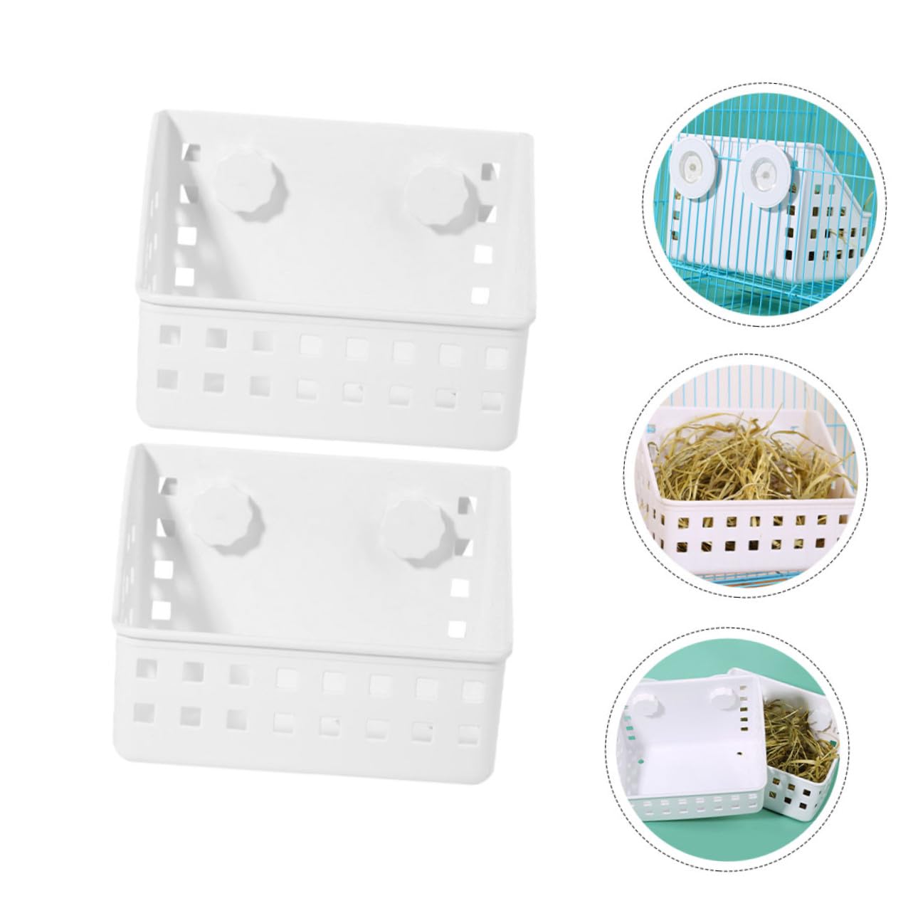 Râtelier à Foin pour Lapin à Fixation Fixe, Lot de 2, Plastique Blanc