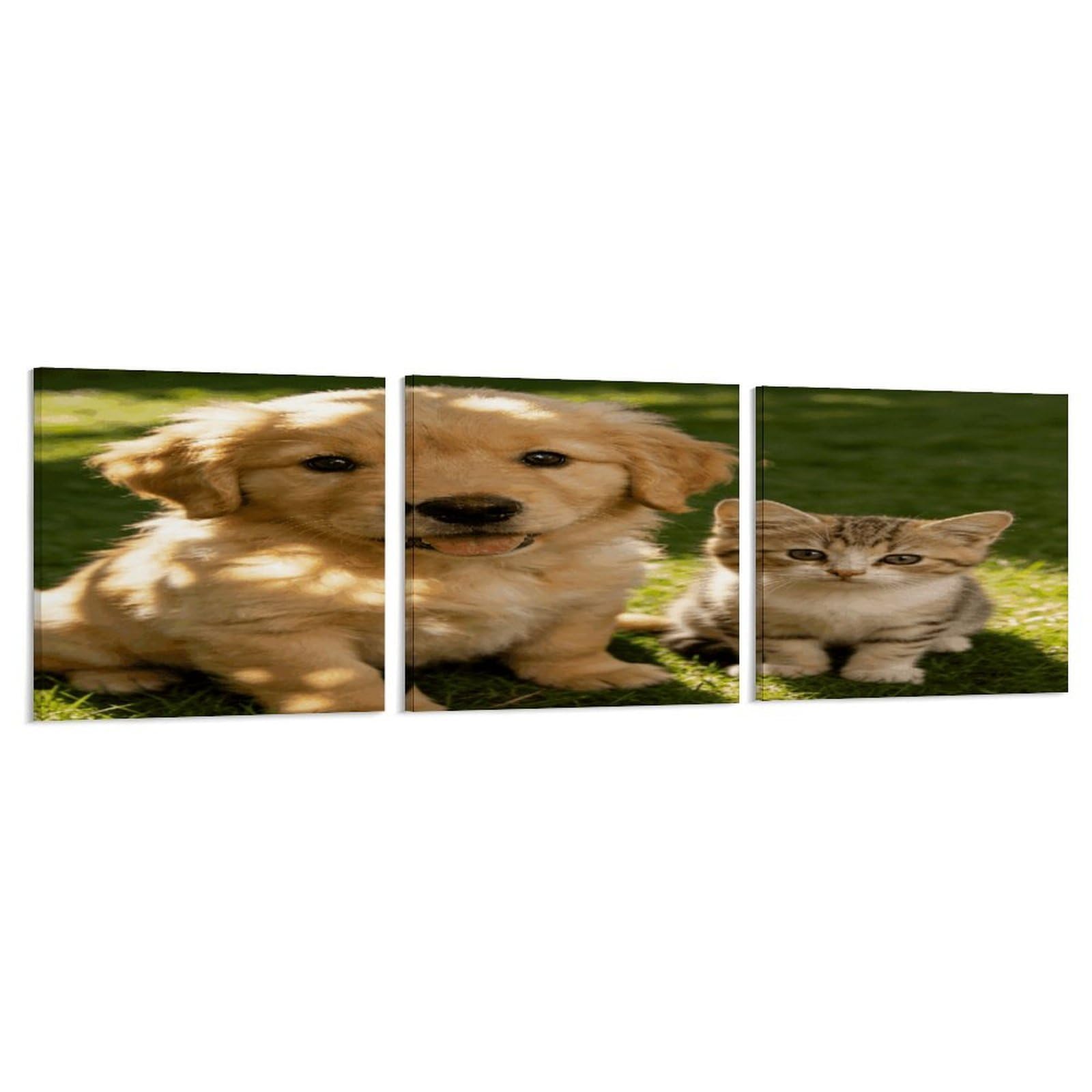 Khauerbc Style Set Of 3 Cute Dog Wall Art，Paintings Artwork For Living Room, Hallway, Bedroom, Office Wall Decor For Living Room, Hallway, Bedroom, Office Paintings Artwork 8X8 Inch