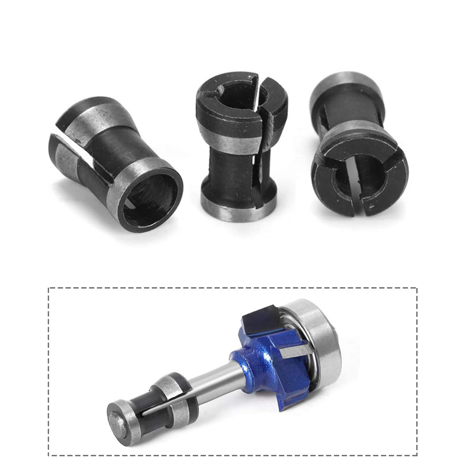 6mm Router Collet Trim Router Collet Conversion Woodworking Trimmer Clamping Collet 6Pcs ...