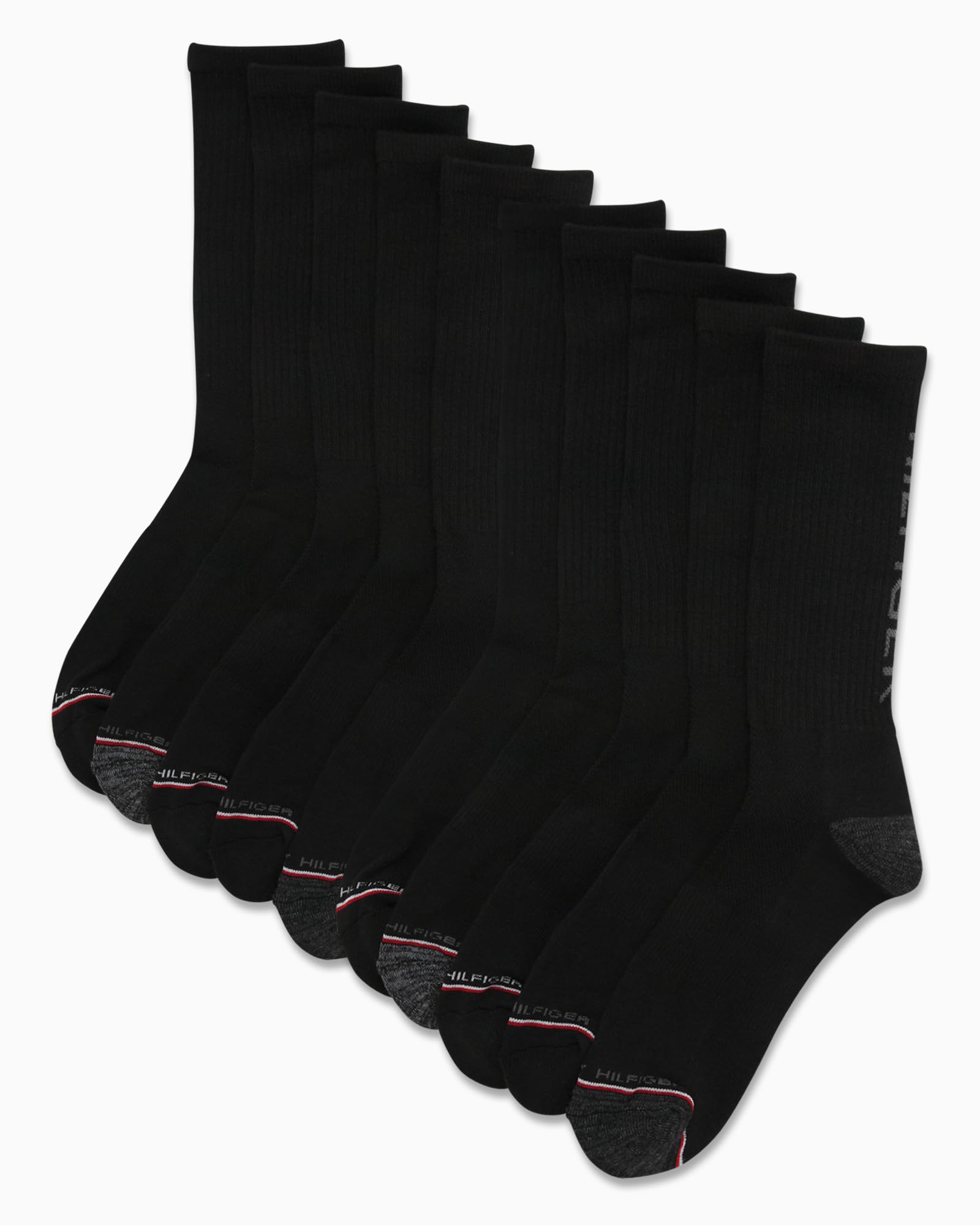 Tommy Hilfiger Calzini sportivi da uomo - Calzini imbottiti (confezione da 10), nero, 7-12