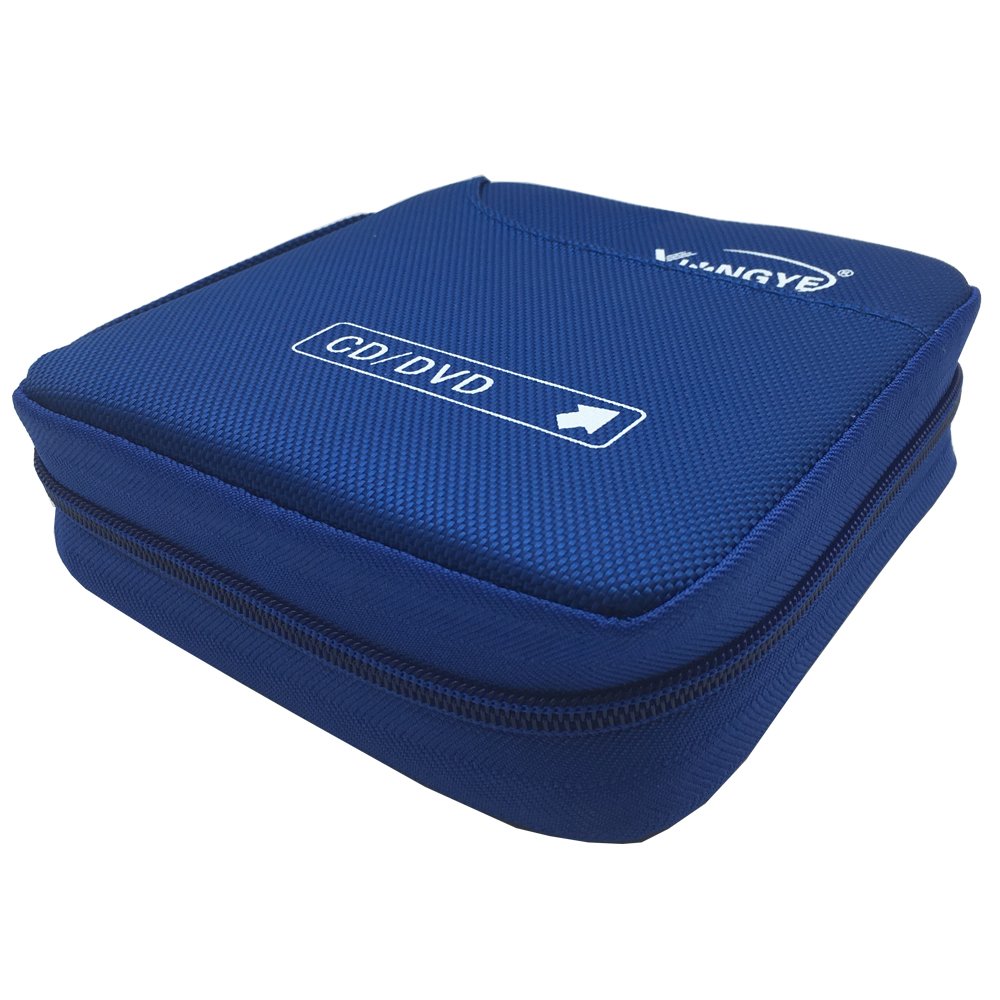 32 Disc CD DVD Blu-Ray Portable Wallet Storage Organizer Holder Case Bag Album Box (32-Capacity, Blue)