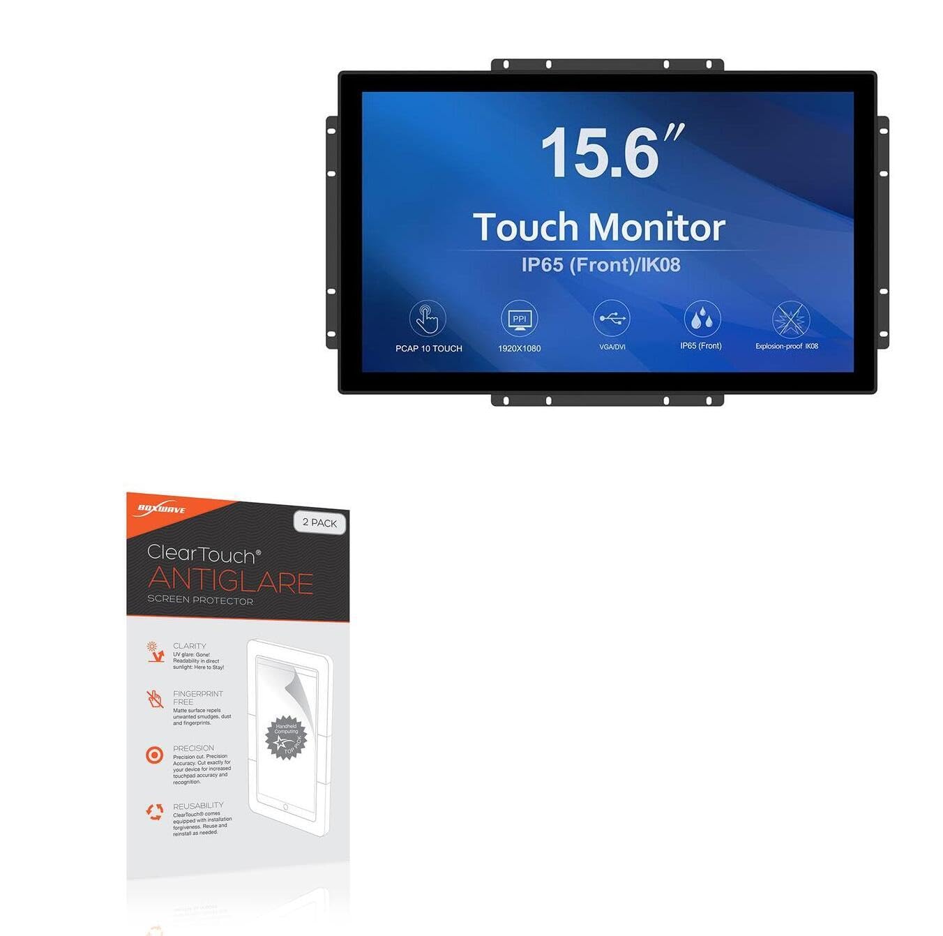 BoxWave Screen Protector Compatible With GreenTouch Open Frame Touch Monitor (15.6 in) - ClearTouch Anti-Glare (2-Pack), Anti-Fingerprint Matte Film Skin