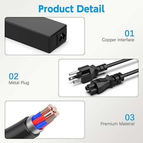 Miniatura 6 de Cargador de cable de alimentación de monitor CC de 19 V para Samsung TV de 32 pulgadas, clase J5205 J5003 de 22 pulgadas, H5000 UN32J4000AGXZD
