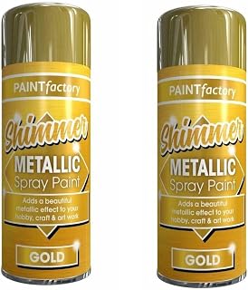 YSAMAX 2 x Metallic Gold Spray Paint 250 ML Multipurpose Use Spray for Metal, Wooden Furniture, Interior & Exterior Decoration