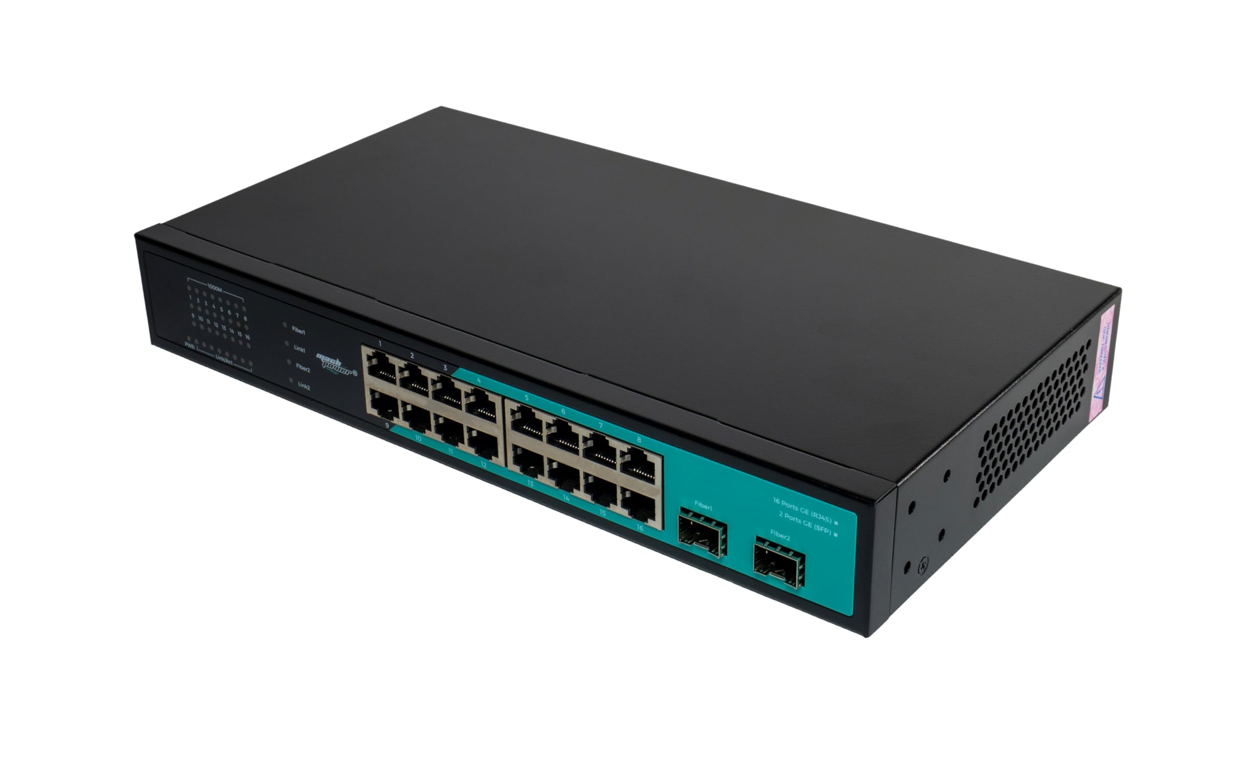 Switch 16 Porte Gigabit Unmanaged + 2 Porte SFP, Montaggio Rack 19", Alta Velocità, Plug & Play, Espandibilità in Fibra, Ideale per Reti Aziendali (SW-UG16L2SRM)
