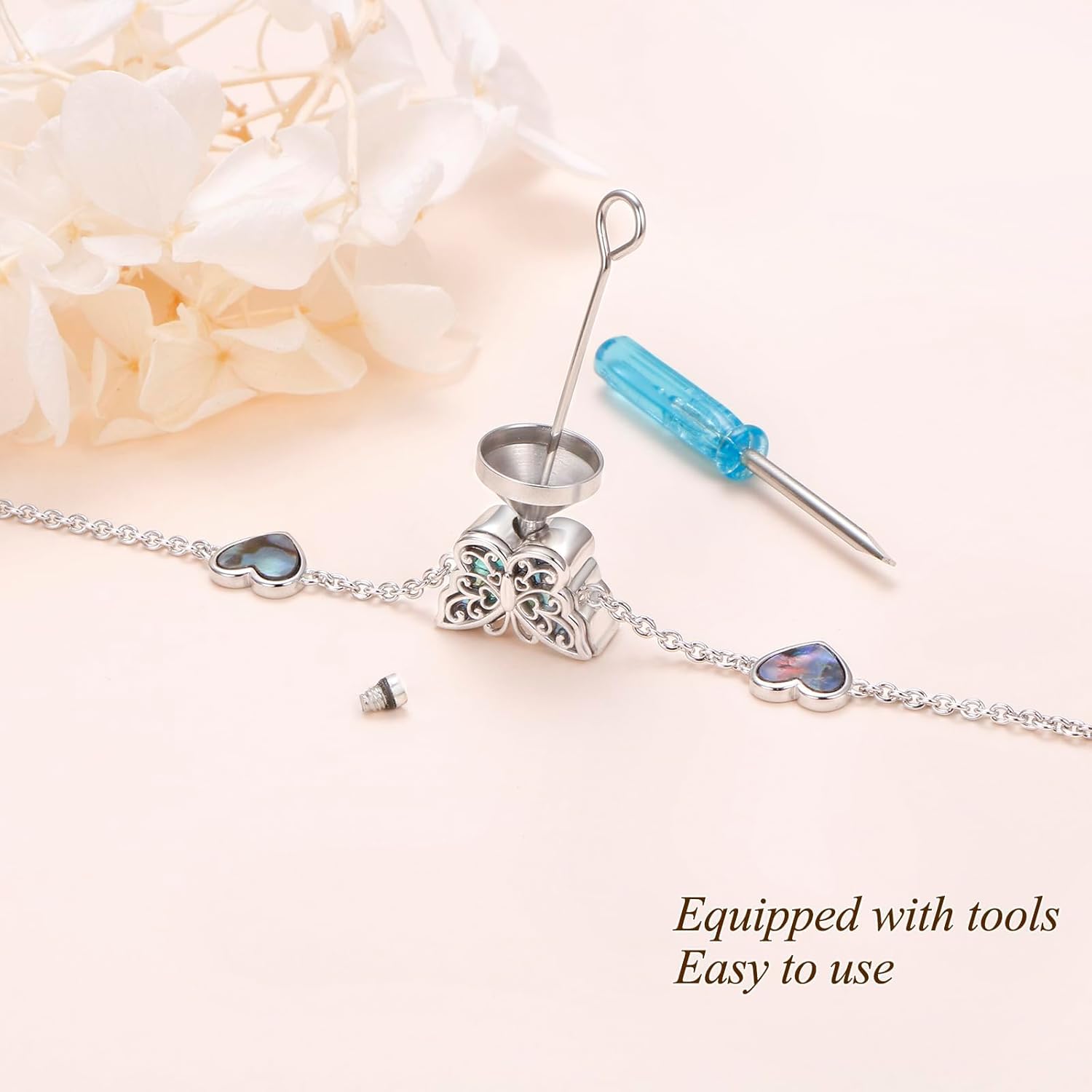 FLYOW 925 Sterling Silver Butterfly Bracelet of Memorial Keepsake Cremation Urn Bracelet for Ashes for Women Adjustable Chain 7+2 Inch Easter Day of the Dead Presents