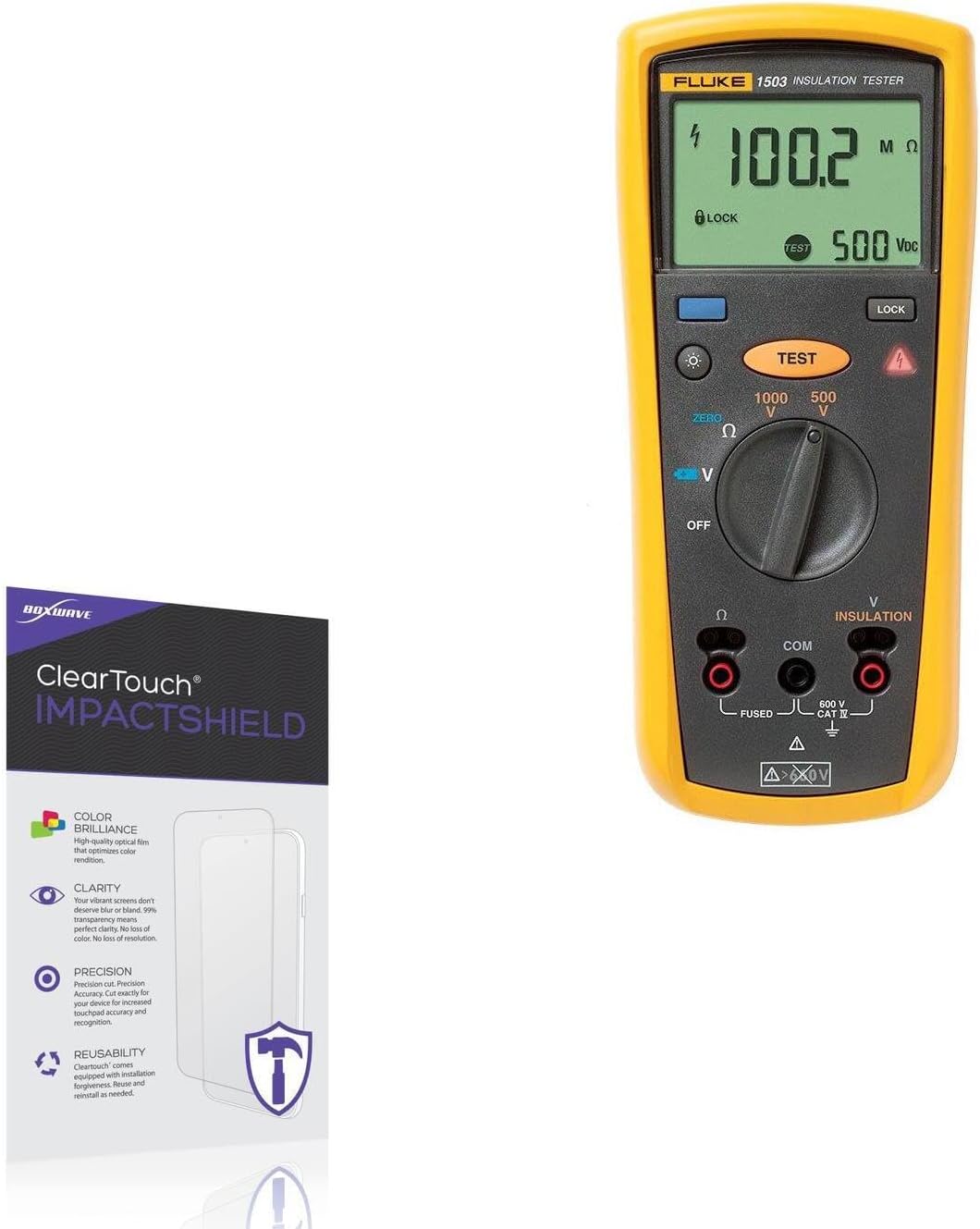 BoxWave Screen Protector Compatible with Fluke 1503 - ClearTouch ImpactShield (2-Pack), Impenetrable Screen Protector Flexible Film