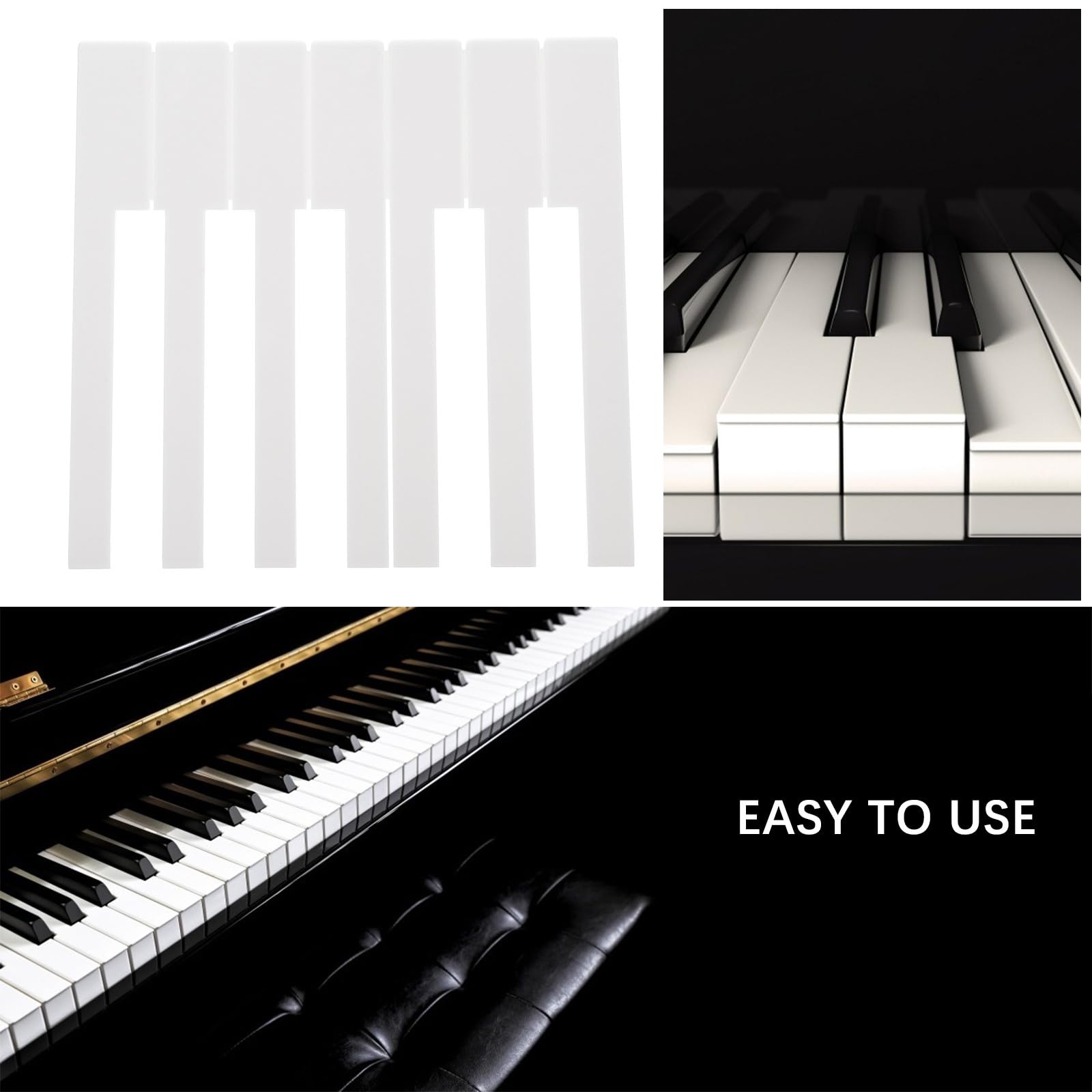 Touches de Piano Droit Blanches 52 Pcs Kit Remplacement pour Réparation Piano Vertical Solide Accessoires Professionnels pour Instruments de Musique Usage Personnel