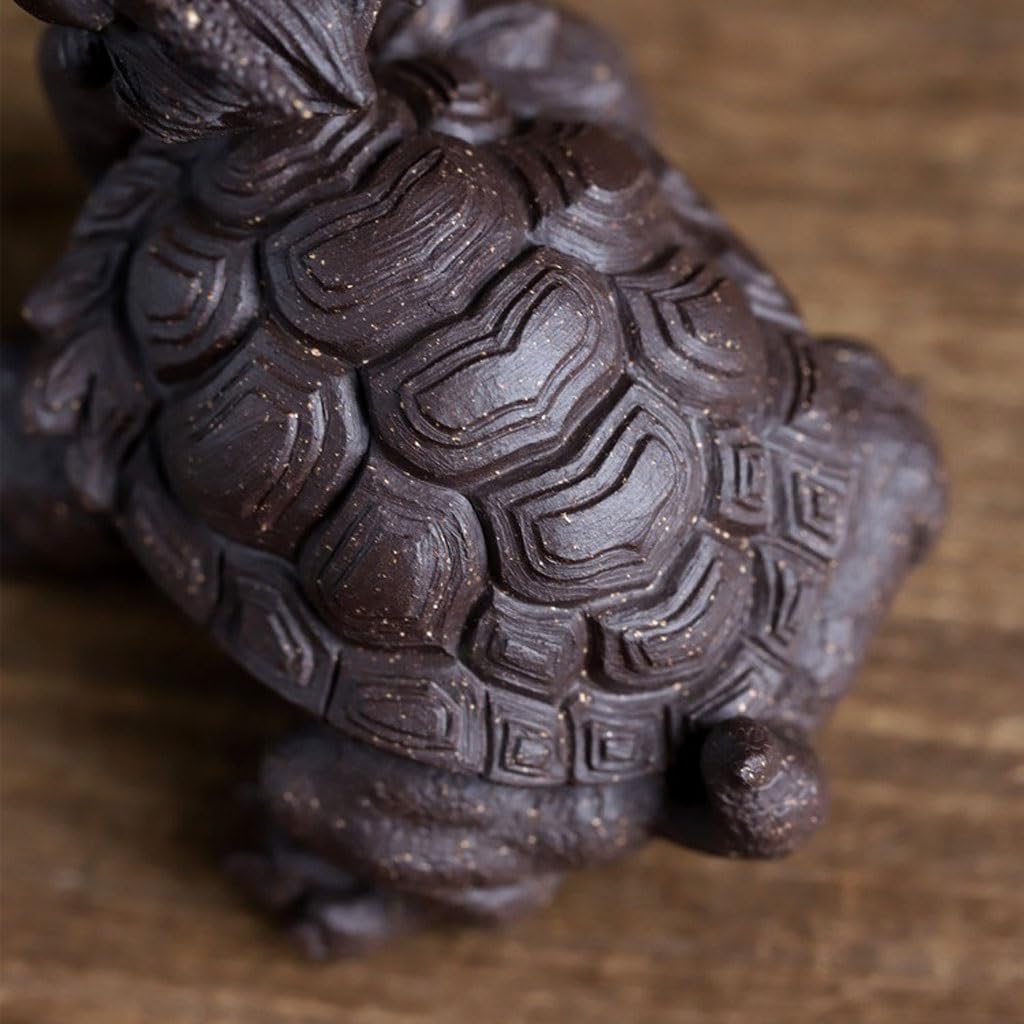 Akcesoria do herbaty dla zwierząt domowych zestaw do herbaty fioletowy piasek smok żółw ozdoby dla zwierząt Feng Shui Fortune figurki do herbaty dekoracje