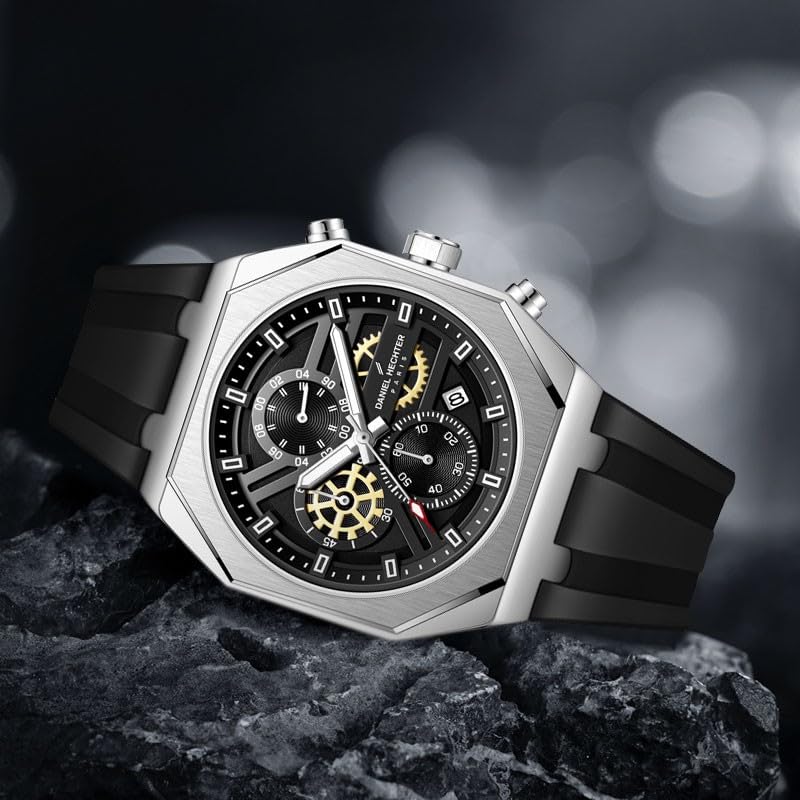 Image of Daniel Hechter Paris Orsay Collection Multifunctional Watch for Men with Octagone Dial and Silicon Strap-DHM1007