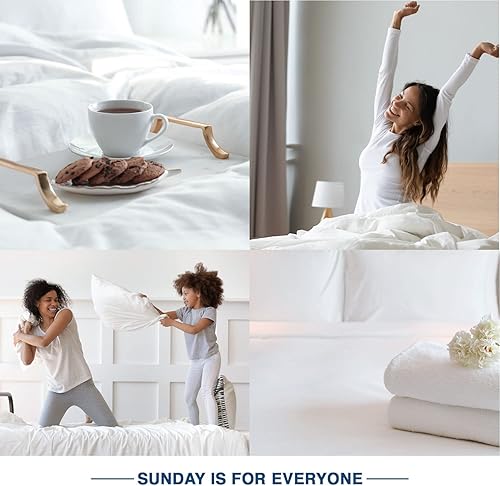 Miniatura 7 de Sunday Home Juego de sábanas de percal de 100 % algodón puro, 4 piezas, sábanas de algodón de grapas transpirables, cómodas y nítidas con bolsillos