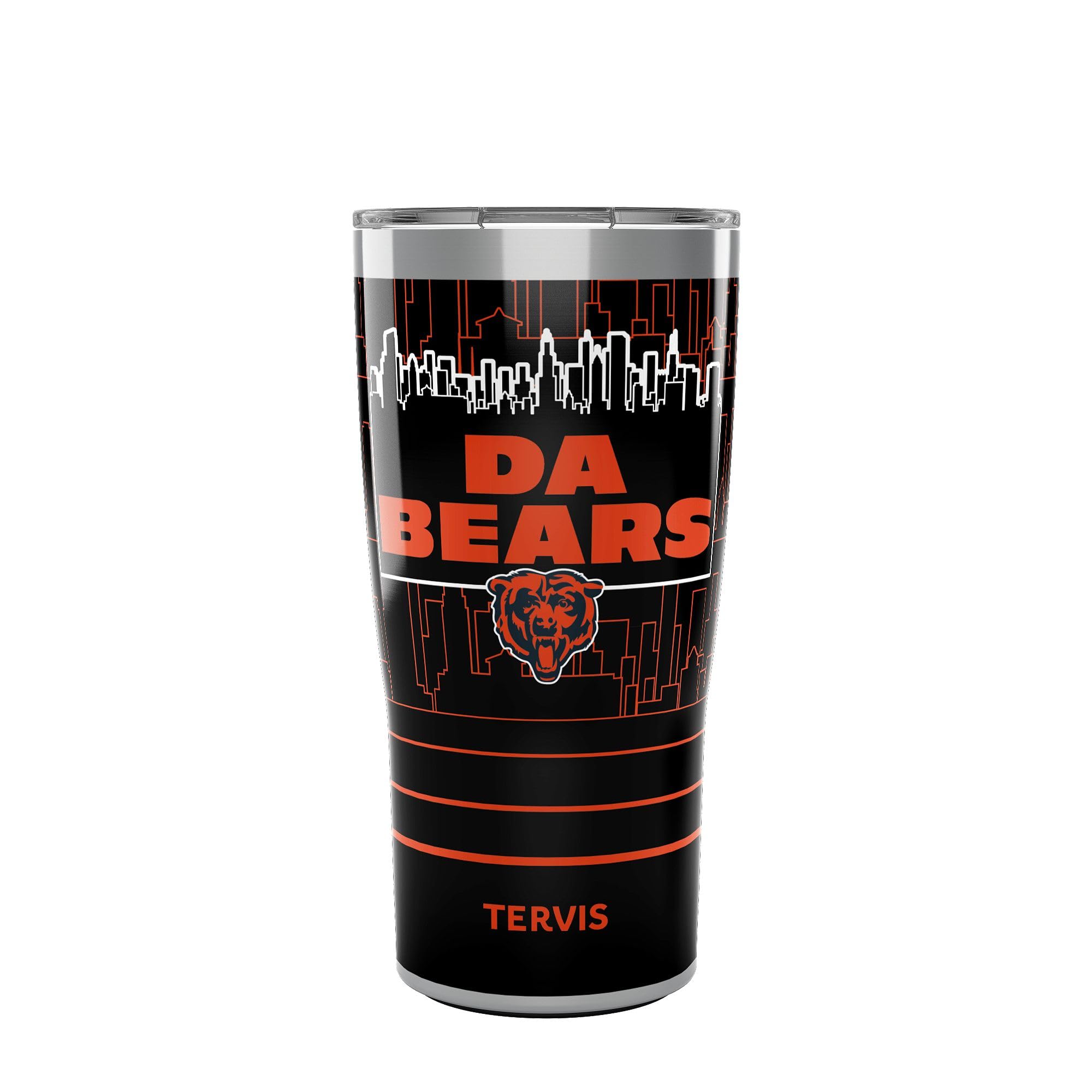 Tervis Traveler NFL Chicago Bears - Da Bears Slogan Triple Walled Insulated Tumbler Travel Cup Keeps Drinks Cold & Hot, 20oz, Stainless Steel
