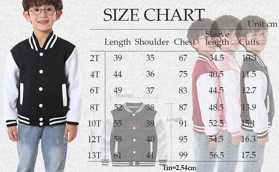 BAICAIYU Kids Varsity Baseball Jackets Boys and Girls Fit Varsity Jacket Warm Combed Cotton Fleece Coats4