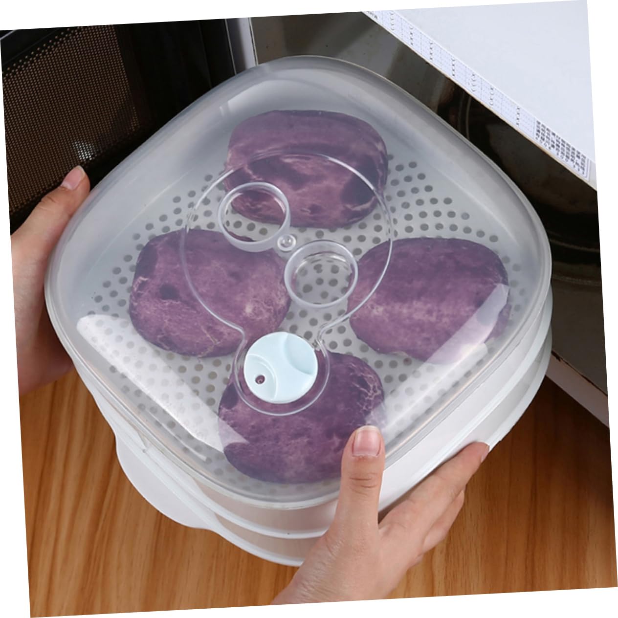 Alimentos Eléctricos Cocina Microondas Cesta Tapa Bollos De Vapor Bola De Masa De Arro 9