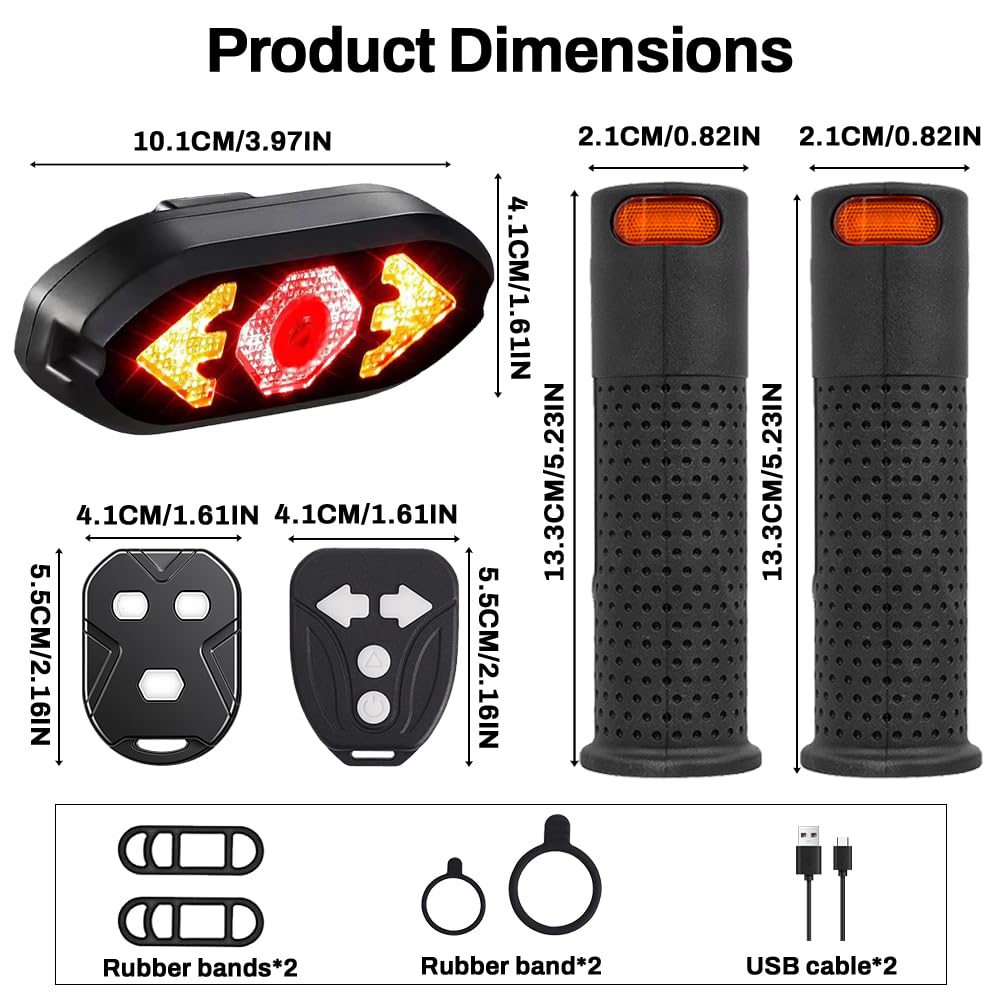 Blinker E Scooter Nachrüsten Set, Lenkergriffe für Elektroroller mit Integrierten Blinkern, IPX4 USB Wiederaufladbar, für Xiaomi M365/Pro2/1S Ninebot (22mm Innendurchmesser)
