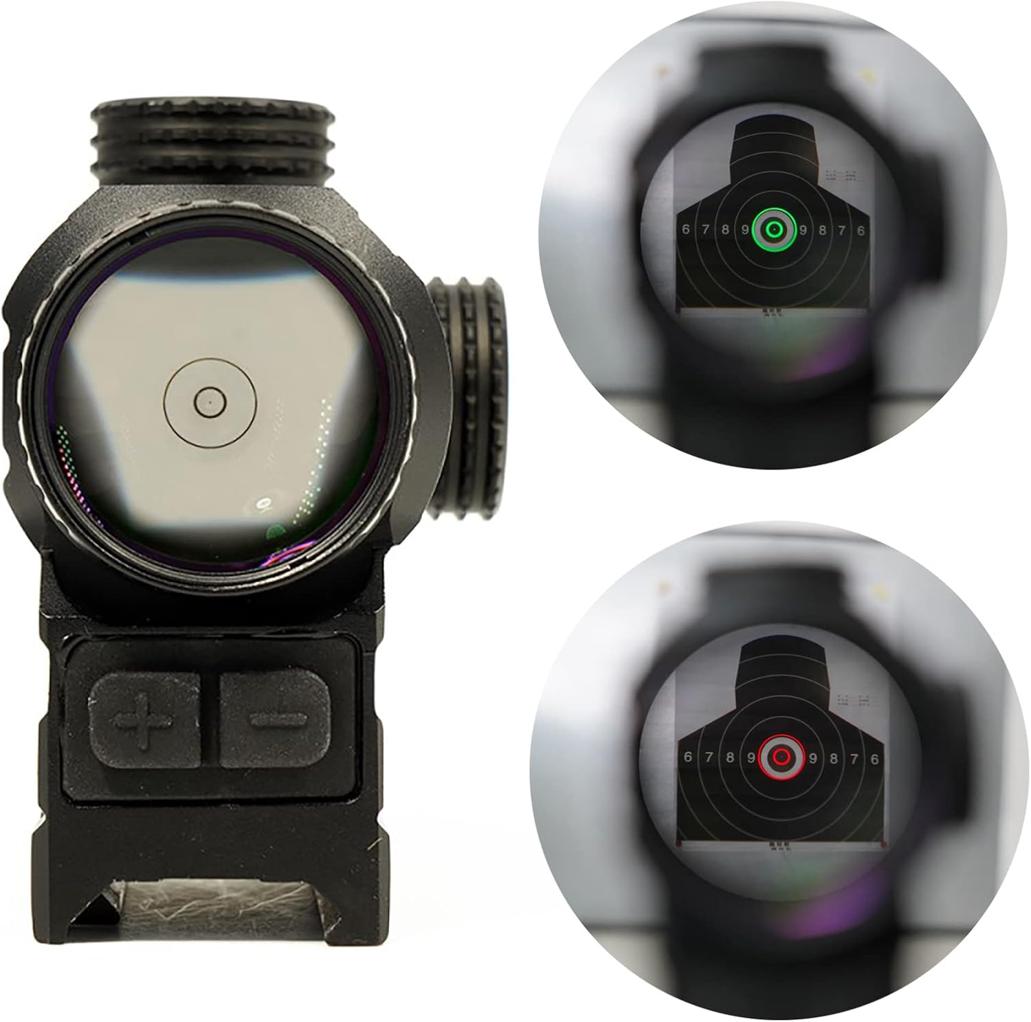 Green and Red Dot 1X25mm Sight with 1.54" Mount Base Combo，Optic Holographic Reflex Red Dot Scope，with Front and Rear Flip up Lens Cover，Compatible with Standard 20mm Pic Rail System Mounting