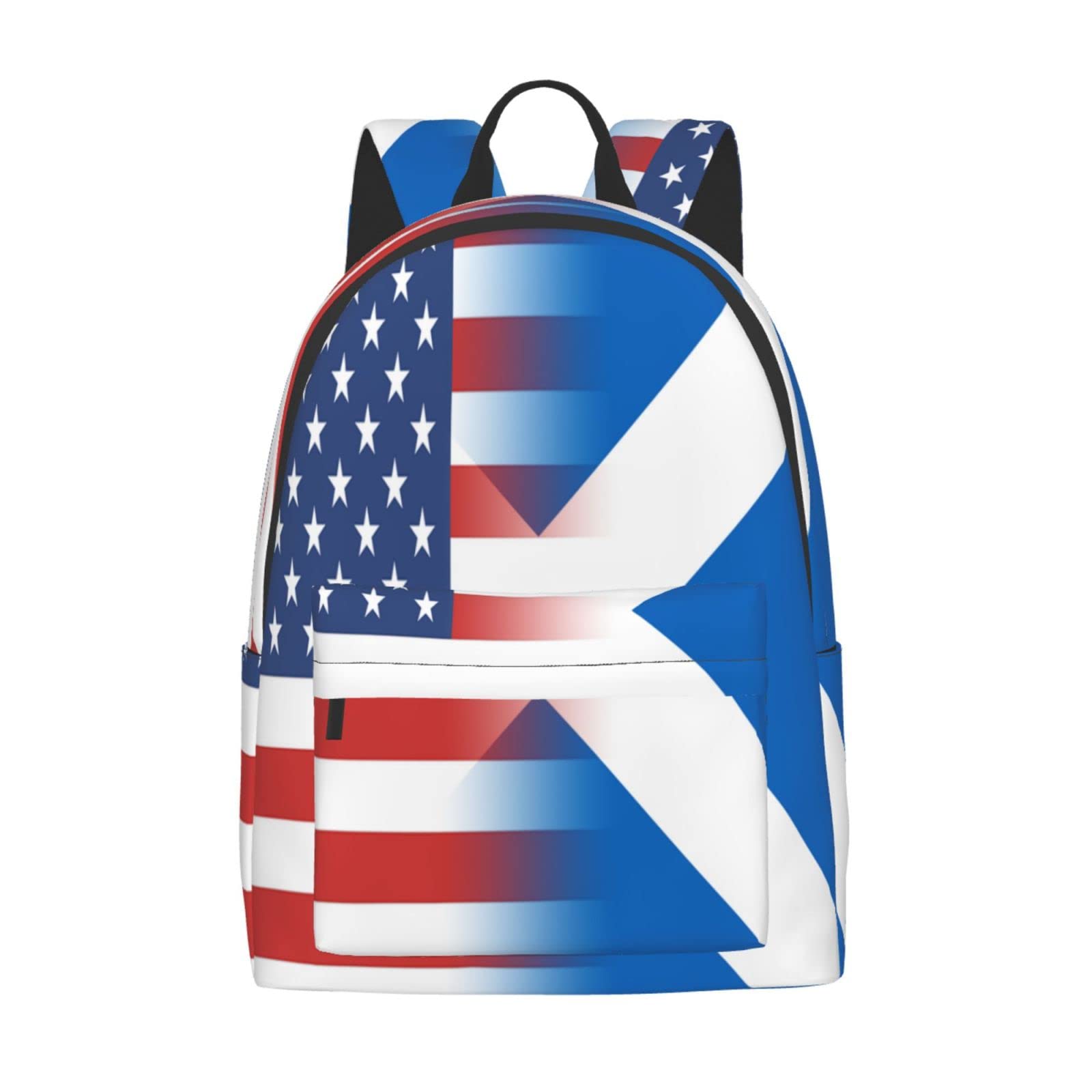 LOUJIN Backpack Scotland American Flag Large Canvas Student Bookbag Lightweight Casual Backpack for Boys Girls Adults